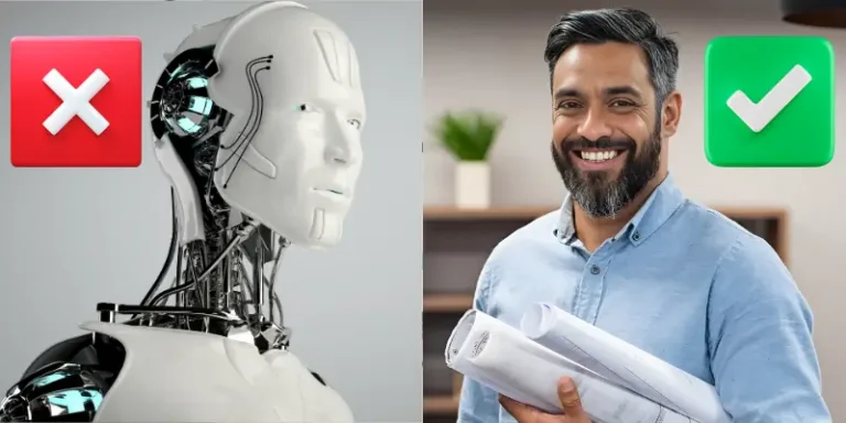 Um arquiteto humano fazendo uma análise gratuita de site estratégica, superando um relatório robótico superficial.