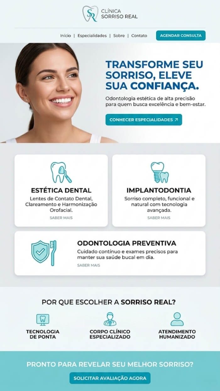 CRIAÇÃO DE SITE PROFISSIONAL PARA DENTISTA