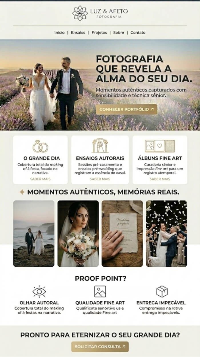 CRIAÇÃO DE SITE PROFISSIONAL PARA FOTOGRAFO